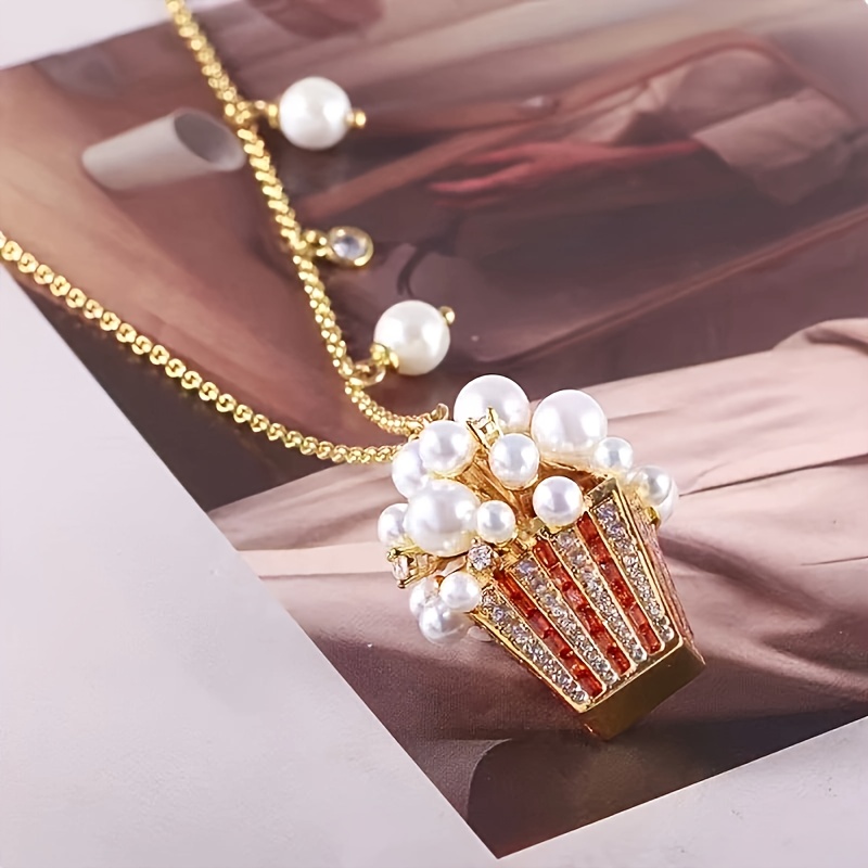 Image of 1pc Fashion Versatile Style Popcorn Pendant Necklace Y85