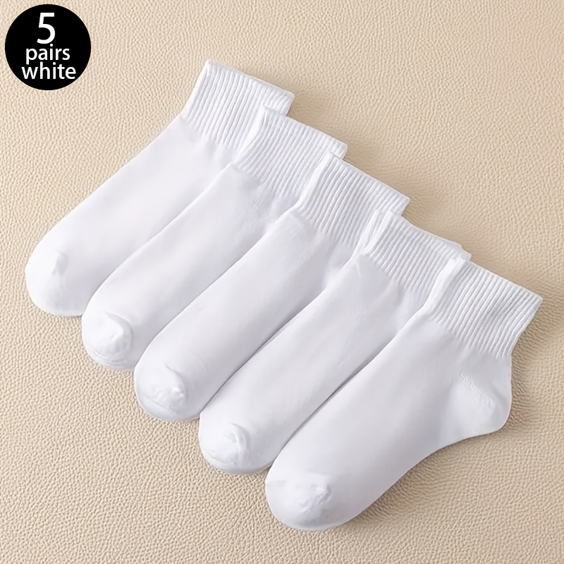 E-shop 5 Paar einfache einfarbige Socken, bequeme und atmungsaktive -Socken, Herren- und Damensocken und sportliche Freizeit-Socken