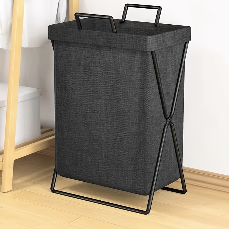 TEMU 1pc Foldable Laundry Hamper, A Fabric Storage Basket Featuring Durable Fabric With A Sturdy . Spacious Design Accommodates Dirty Clothes, And