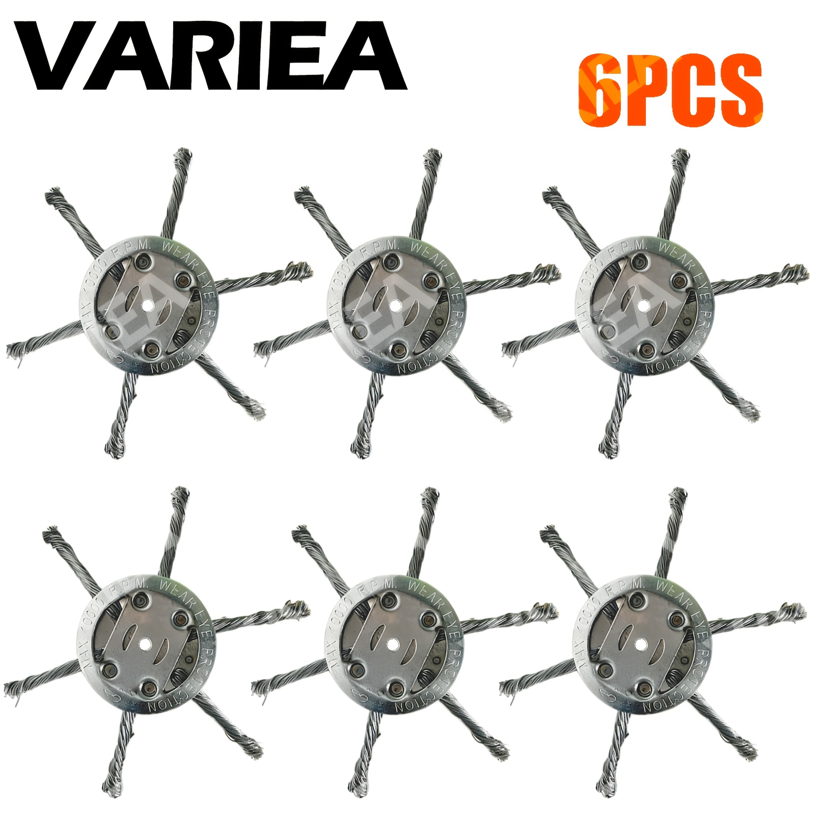 Image of Variea-6 Pack - 6-inch 3/6 Claw Lightweight Trimmer - Steel Wire Grass Trimmer Head, Replacement Head, 6-inch Steel Wire Brush Cutter Trimmer Head, Blade Head For Wired Trimmer Replacement Additions