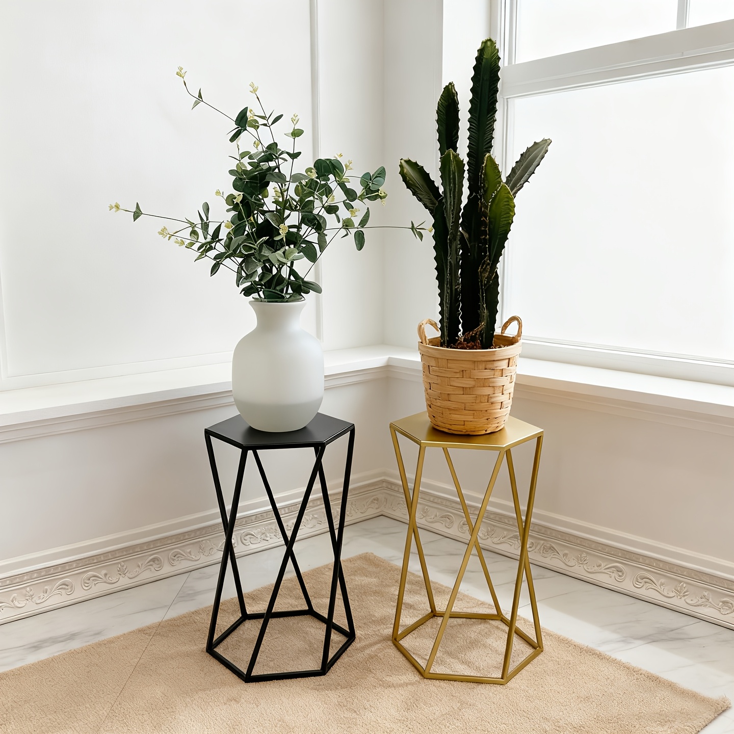 soporte para flores de hierro  , estante para plantas verdes, portamacetas, mesa auxiliar de jardín, estante para flores para el hogar