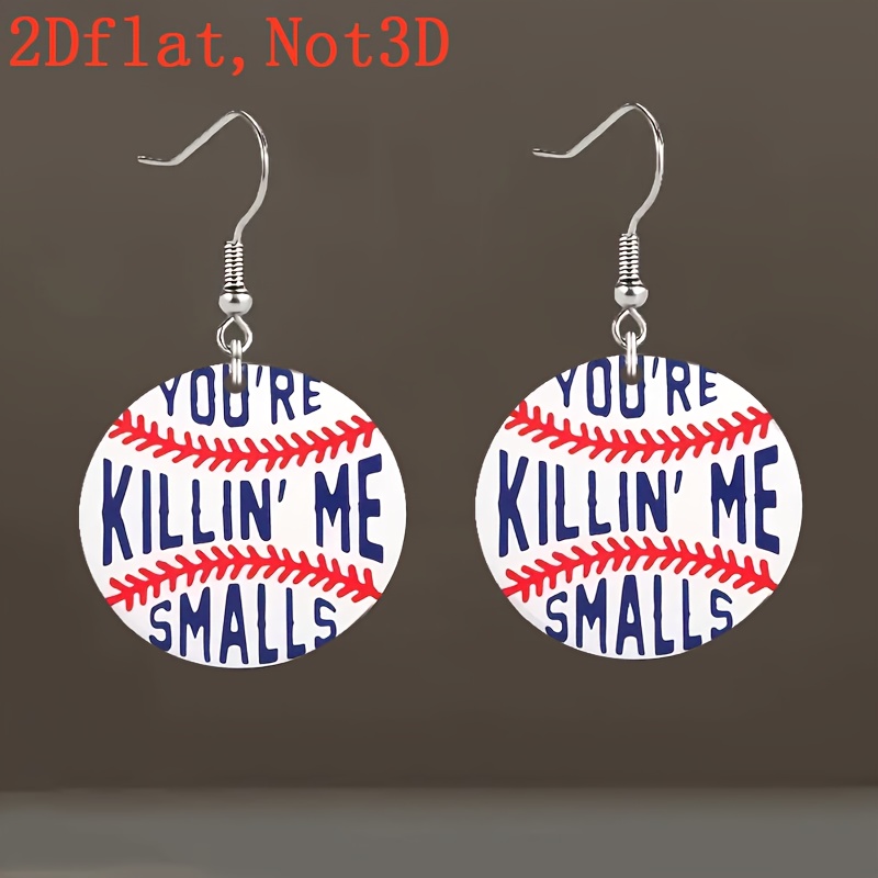 TEMU 2d Flat, 2dflat Creative American Baseball For Sports Acrylic Pendant Earrings Featuring "killn; Me" Are Ideal For Everyday Wear, Casual , And