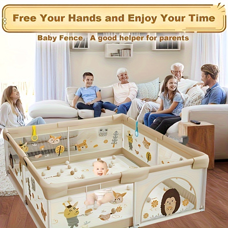 Playpen, Little Hedgehog Baby Playpen, Baby Playpen with Gate Indoor And Outdoor Children's Activity Center with Non-Slip Base