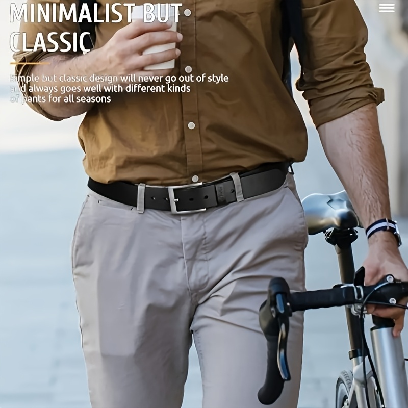 A Stylish Men's Square Genuine Leather Belt with a Classic Alloy Buckle, Available in Standard Sizes and Multiple Colors