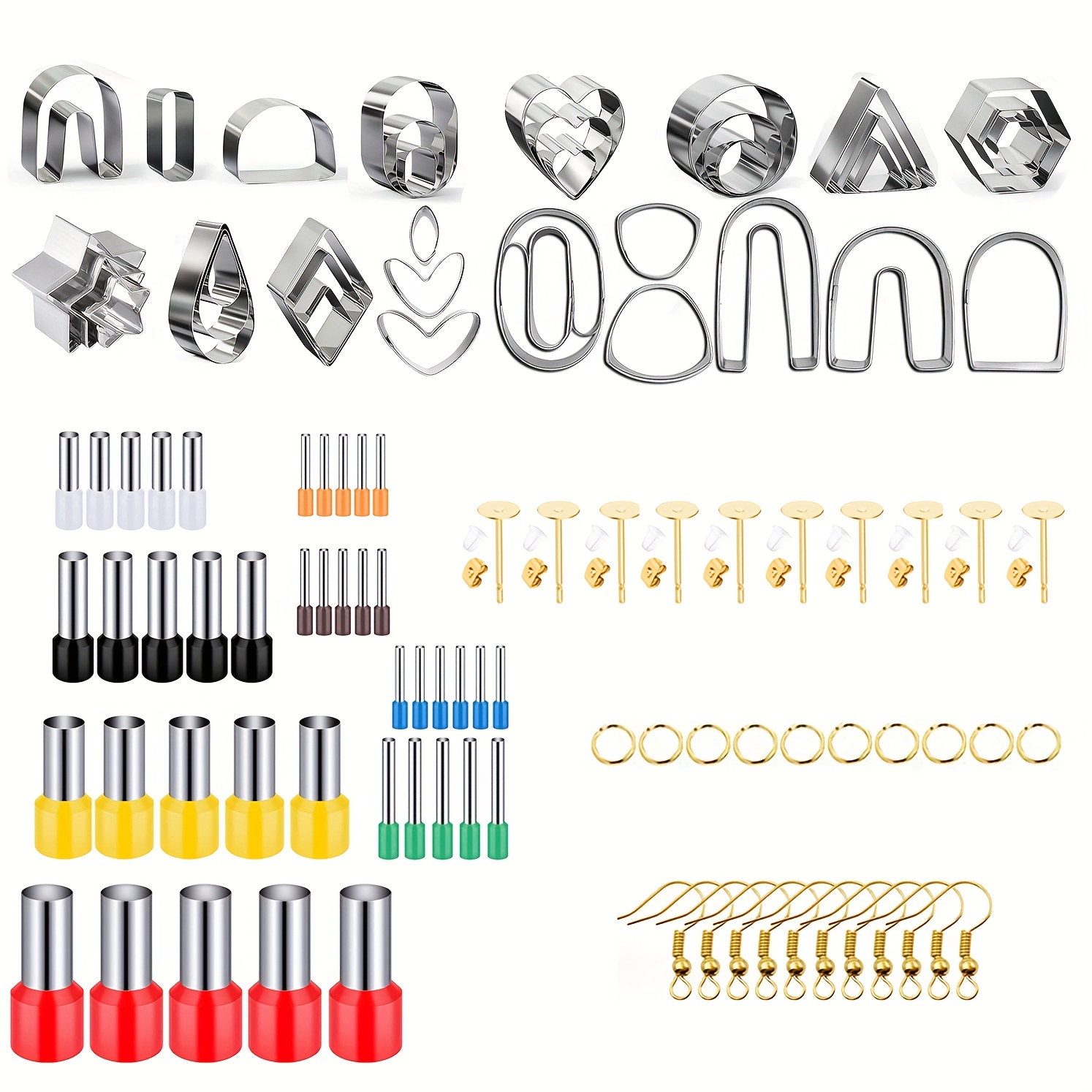 TEMU 126 pièces Kit de Découpe pour Boucles d'Oreilles en Pâte Polymère avec 40 Poinçons Ronds, Moules DIY pour Bijoux en Pâte Souple, Accessoires