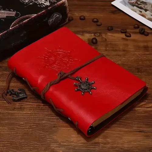 classic pirate design leather journal college coil notebook and travel use durable theme notebook