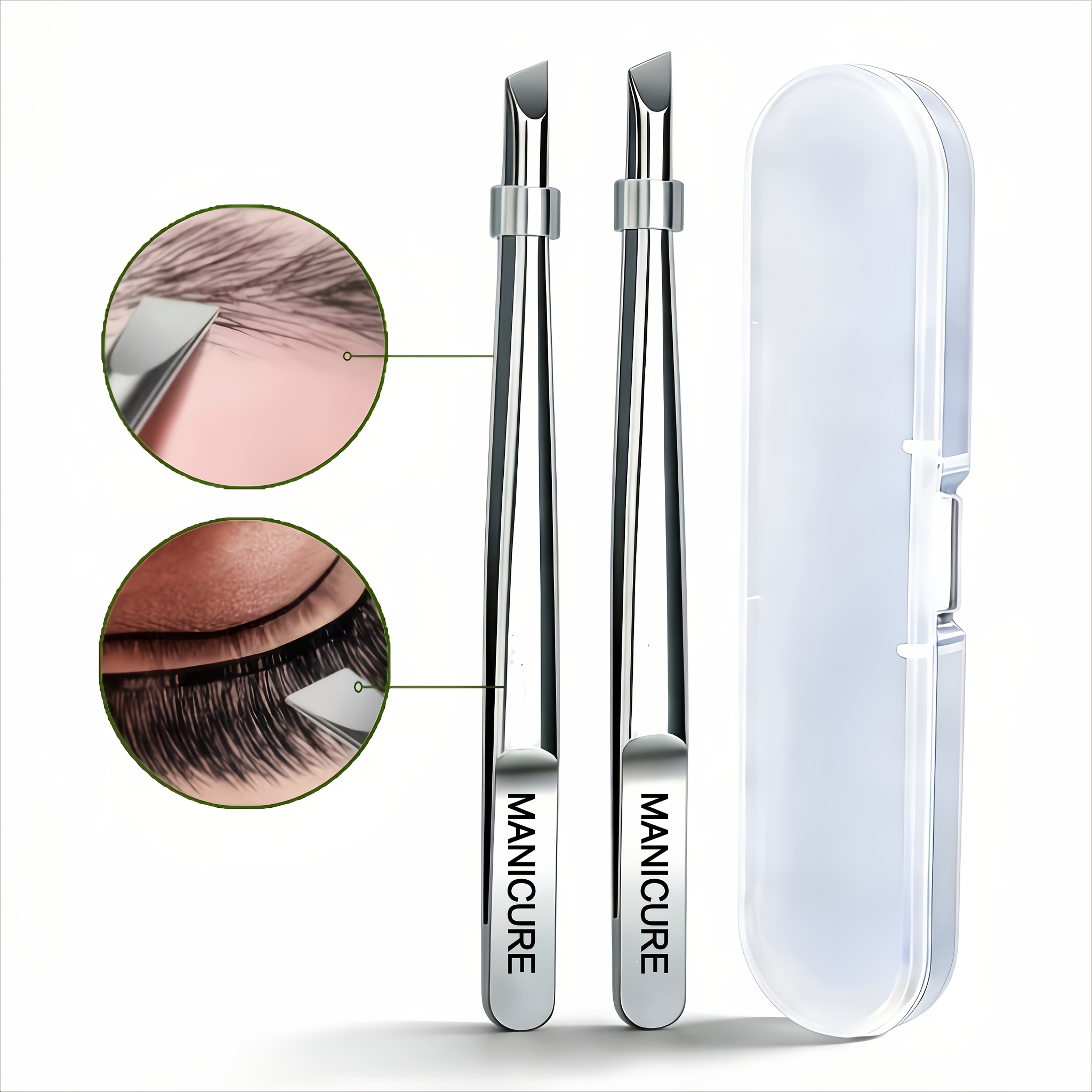 TEMU 2pcs avec Boîte Pince à Épilyer Sourcils en Acier Inoxydable de Haute Qualité avec Boîte de Rangement Pince à Épilier pour l'Épilation Spéciale