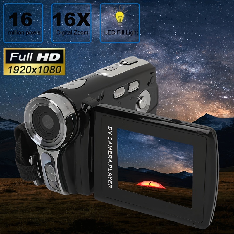 outdoor home small digital camera camcorder portable hd dv camcorder 16x digital zoom 1080p video recorder suitable for portrait photo camera video recorder life recording night shooting camping fishing gifts built in battery perfect for christmas new year gifts