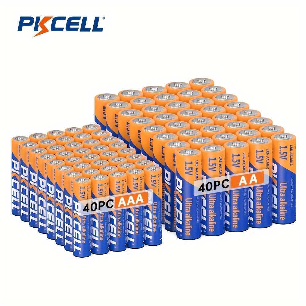 

Pkcell 1.5v Batteries, , Set Of 40 Pcs Aaa And 40 Pcs Aa Batteries, Household ,