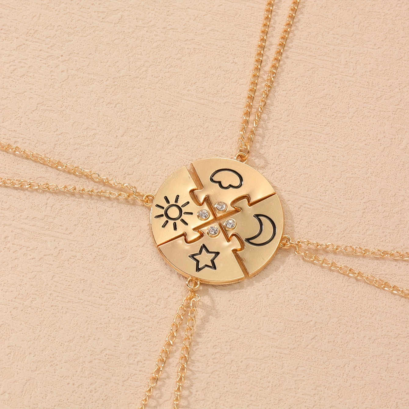 

4pcs Zodiac Puzzle Pendant Necklace Set, , -embellished, Alloy, , Compatible, & Couples Jewelry Collection