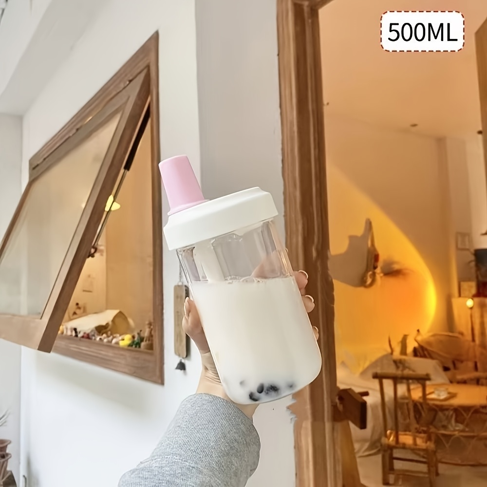 1pc Clear Large Capacity Straw Mug, Temperature And Heat Resistant Portable Milk Tea Mug, Made Of Food Grade Pp Material, Suitable For Juice, Milk And Straight Drinking Water, Perfect Gift, Faridabio