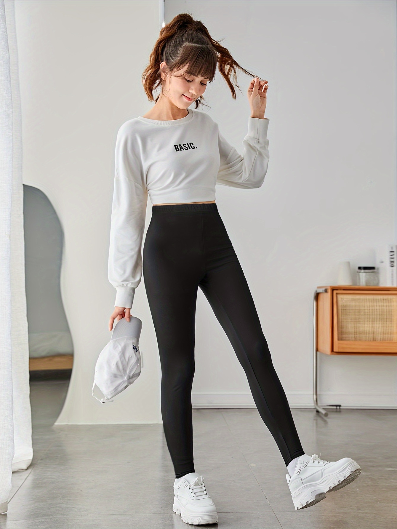 Girls' High-Waisted Stretchy Leggings Stretchy Yoga Pants with Elastic  Waistband, Non-Slip Grip Workout Leggings for Gym, Dance, Casual