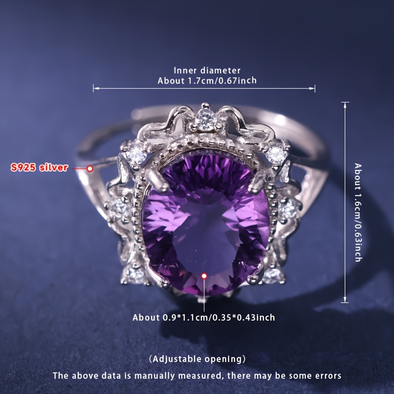 TEMU Gift Box Packaging. A 925 Silver Ring With An Adjustable Open-end Design, Set With A Large, Gemstone. Perfect As A Wedding Ring, A Bridal
