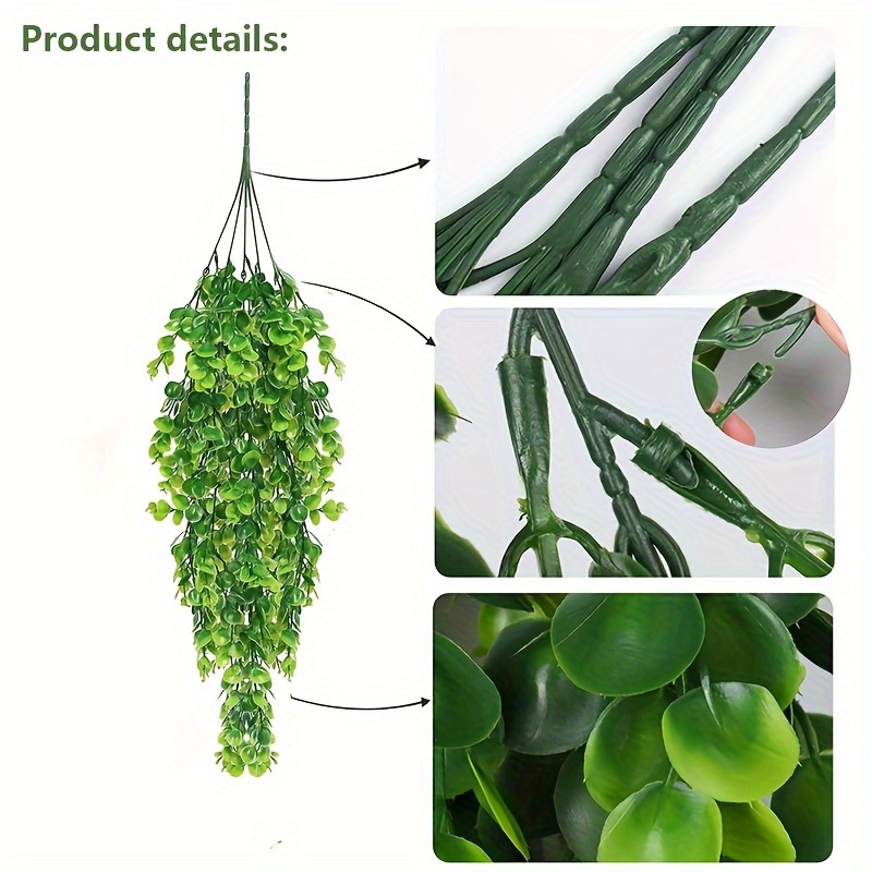 artificial hanging eucalyptus vines plastic greenery vine garland for home decor reunion outdoor party decoration all season faux plant for wall hanging decor without container pack of 1 2 4