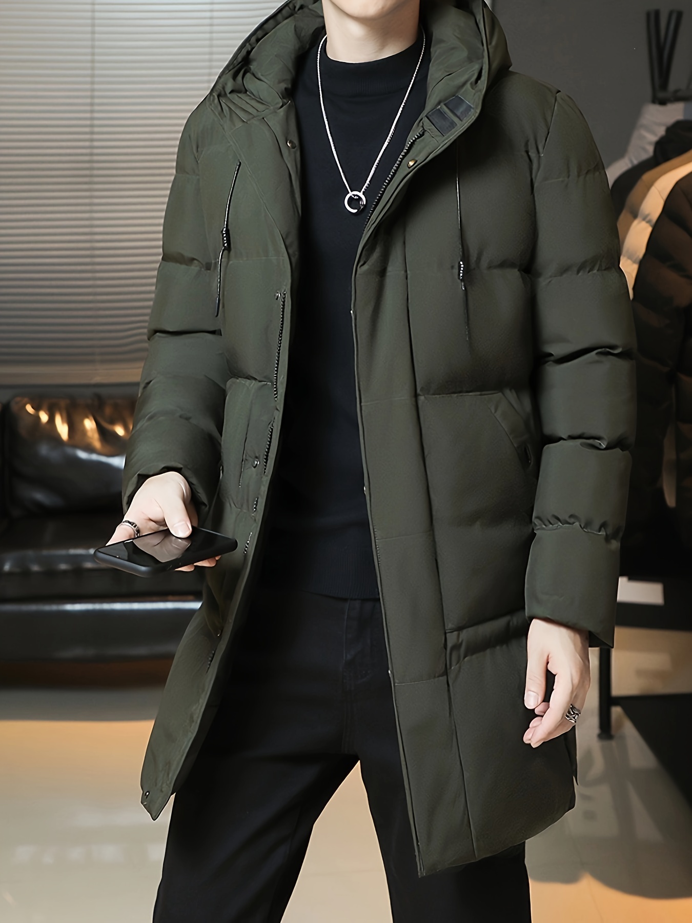 chaqueta acolchada capucha invierno hombre abrigo acolchado Temu