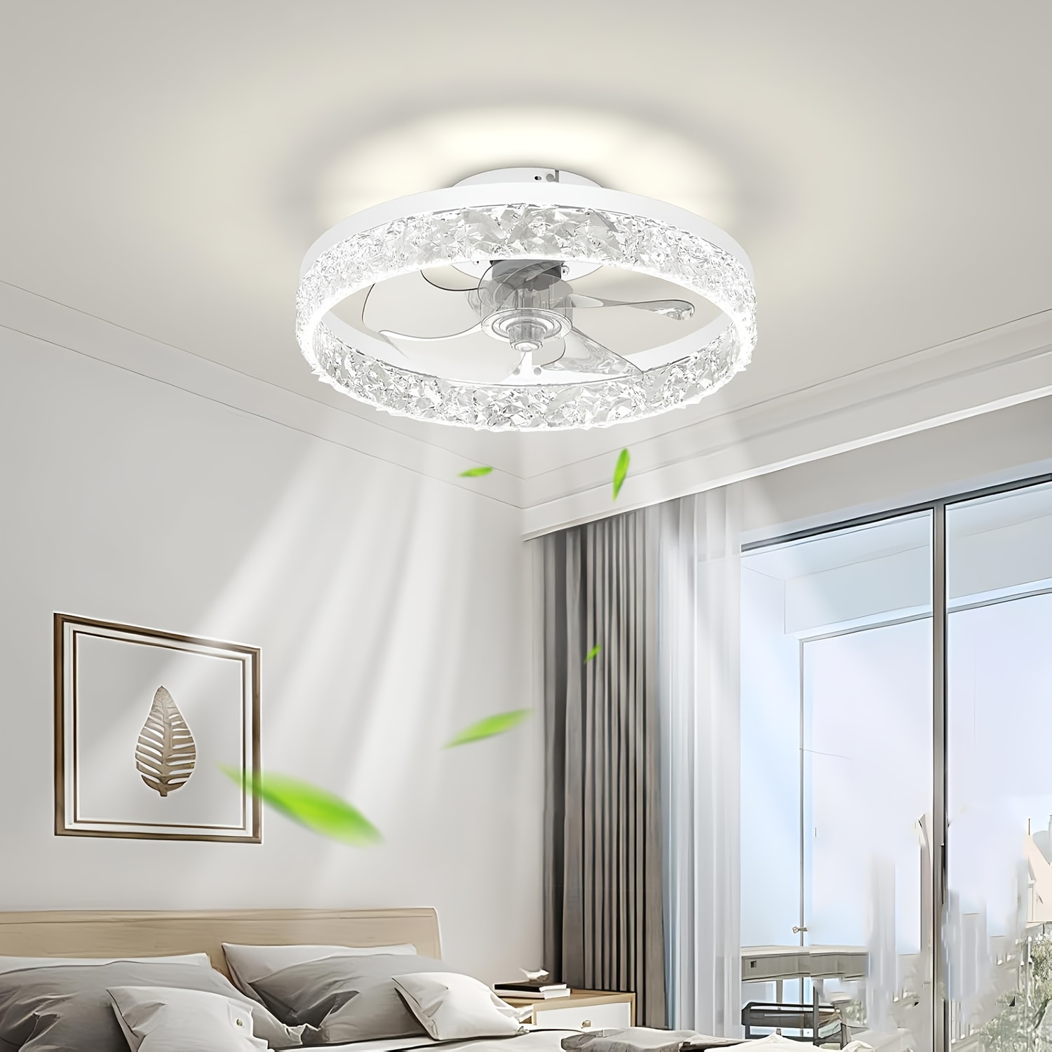 TEMU Ventilateurs de plafond 20 pouces à profil bas avec lumières et télécommande, ventilateur de plafond à montage encastré, lumière de ventilateur