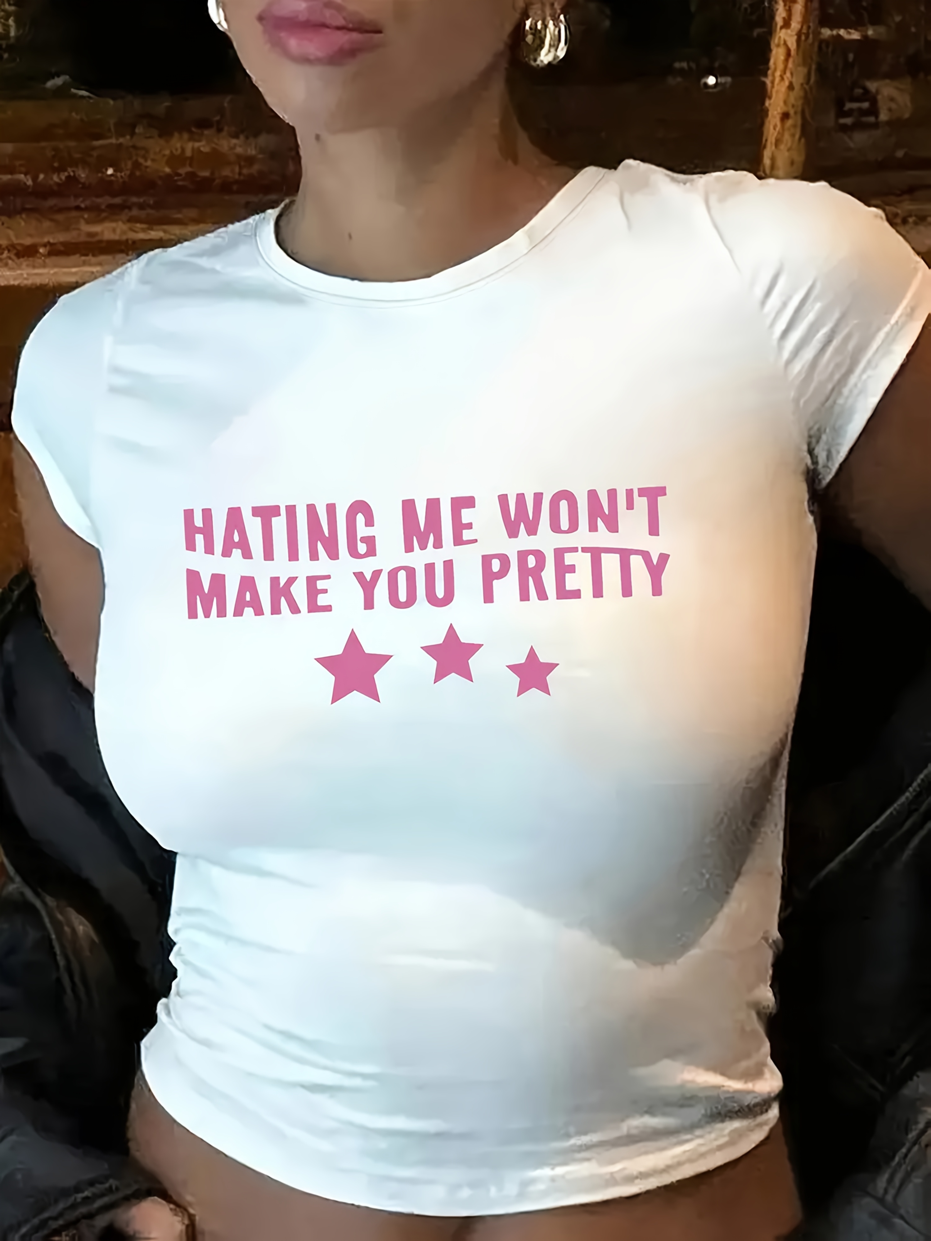 womens y2k letter printed t shirt casual round neck short sleeved breathable machine washed