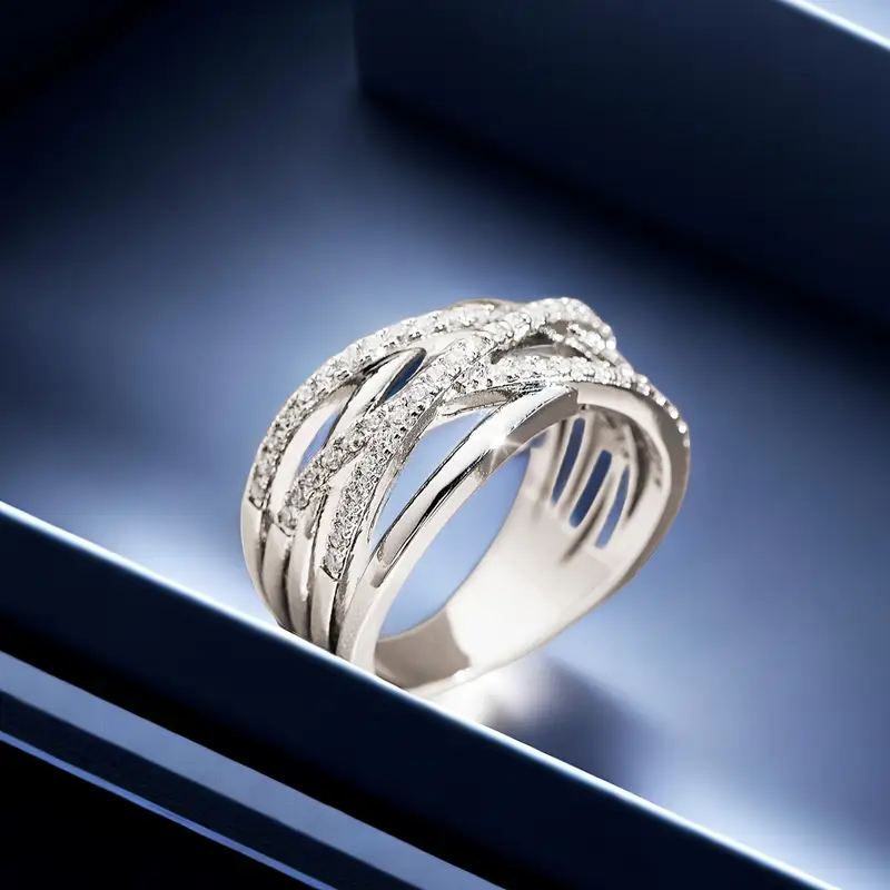 Luxury Cross Design Zirconia Ring Women Lover - Temu