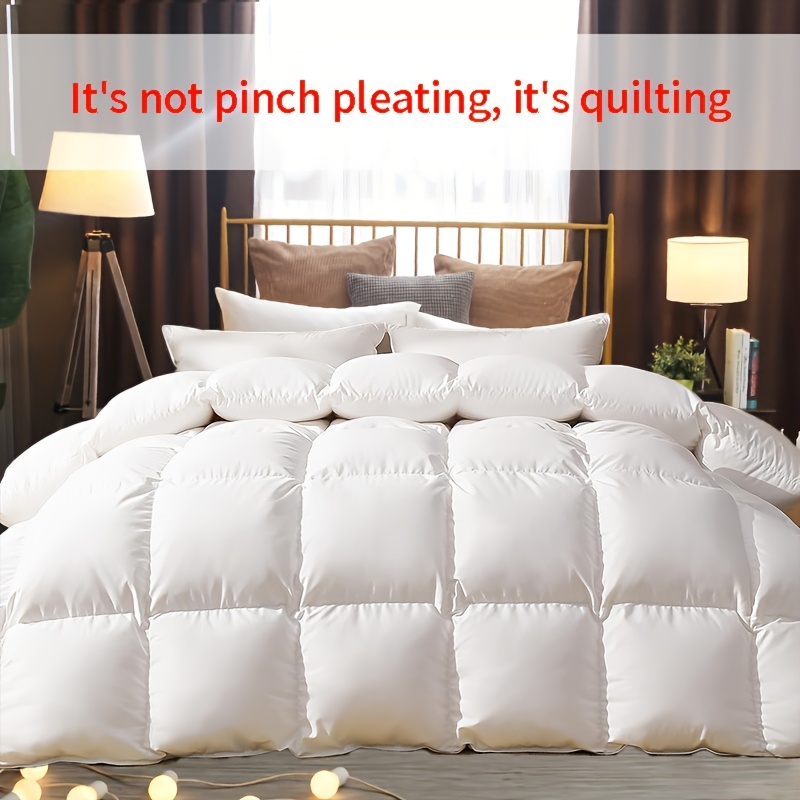 TEMU 1pc Goose Down Duvet, Cotton Shell, Soft And Cozy, 750 Comforter, Luxury Minimalist Hotel Bedroom Bedding Duvet