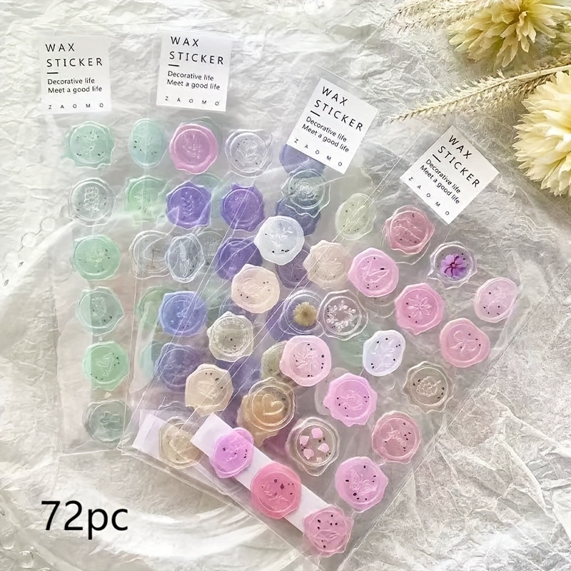Image of 72pcs Of Creative Vintage Wax Seal Candy Stickers For Scrapbooking, Journals, And Decorative Stationery Supplies