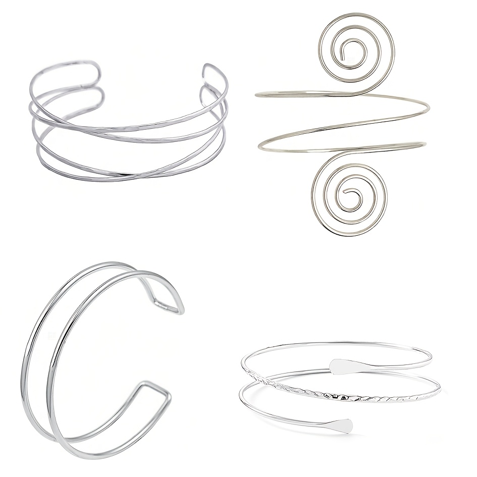 TEMU Ensemble de 4 bracelets pour le haut du bras pour femme, bracelet anneau de bras de style , bracelet réglable