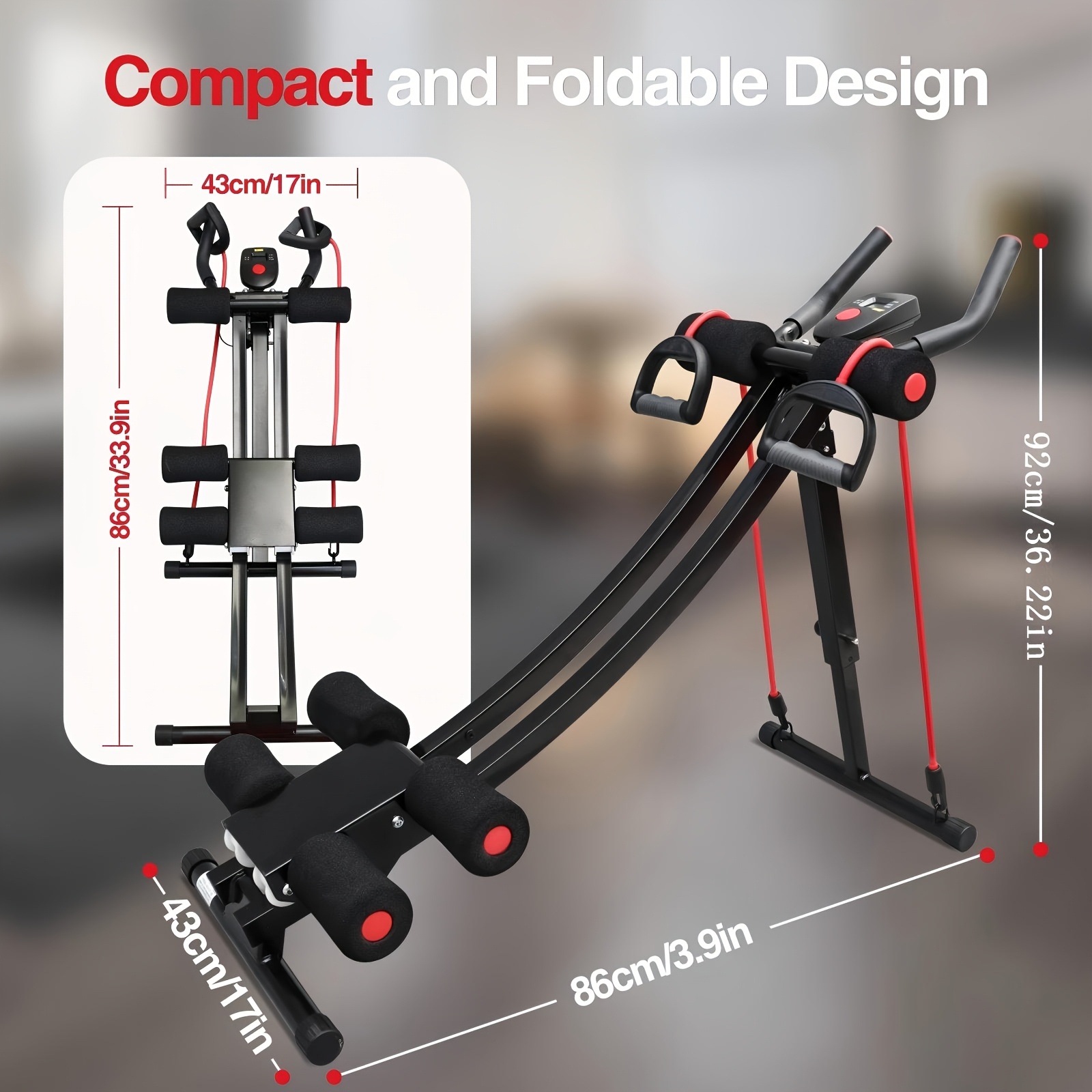 TEMU Fitness Ab Machine Ab , Adjustable Height Waist Trainer, Foldable And Abdominal Trainer With 4 Adjustable Resistance Levels And , 440 Lbs Weight
