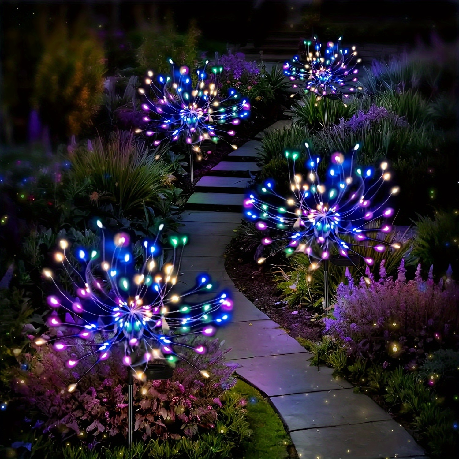 

Solar Firework Garden Lights: 8 Modes, Removable Stanchions, Adjustable Heights - Perfect For Outdoor Decorations