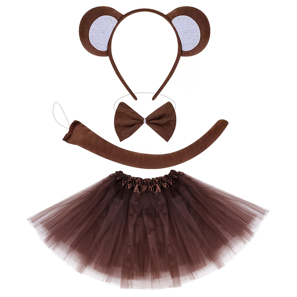 Set Déguisement Animal – Bandeau Oreilles + Queue + Nœud Papillon + Tutu – Pour Halloween, Noël Ou Cosplay