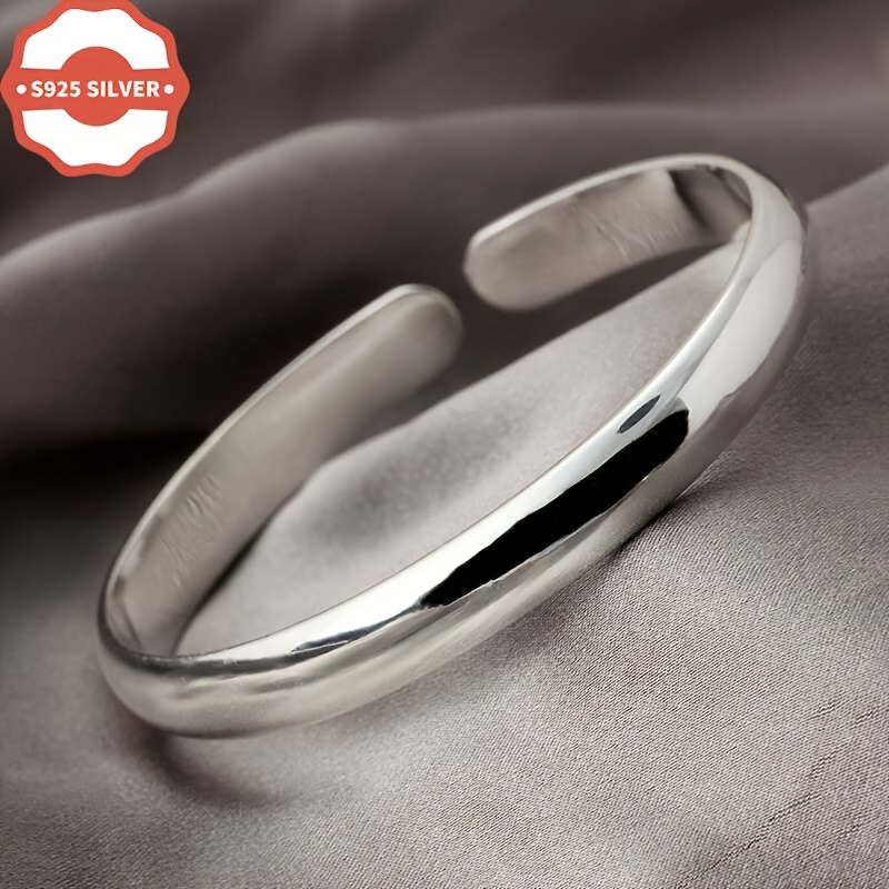 TEMU 925 Hypoallergenic Exquisite Gift Bangle Silver Bracelet Wristband Birthday Present Suitable For Suitable For Gift Gift Women's Jewelry