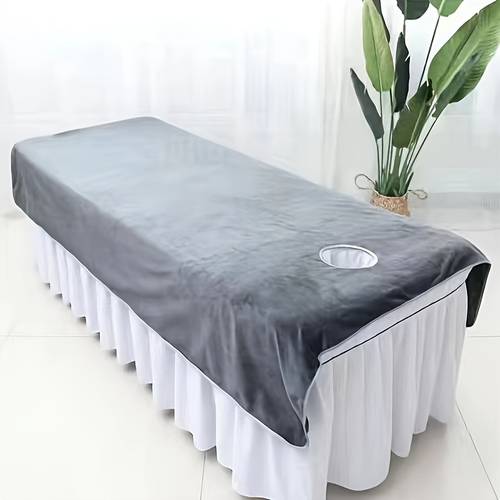 luxurious thick plush massage table sheet with face hole polyester scent free beauty salons spa