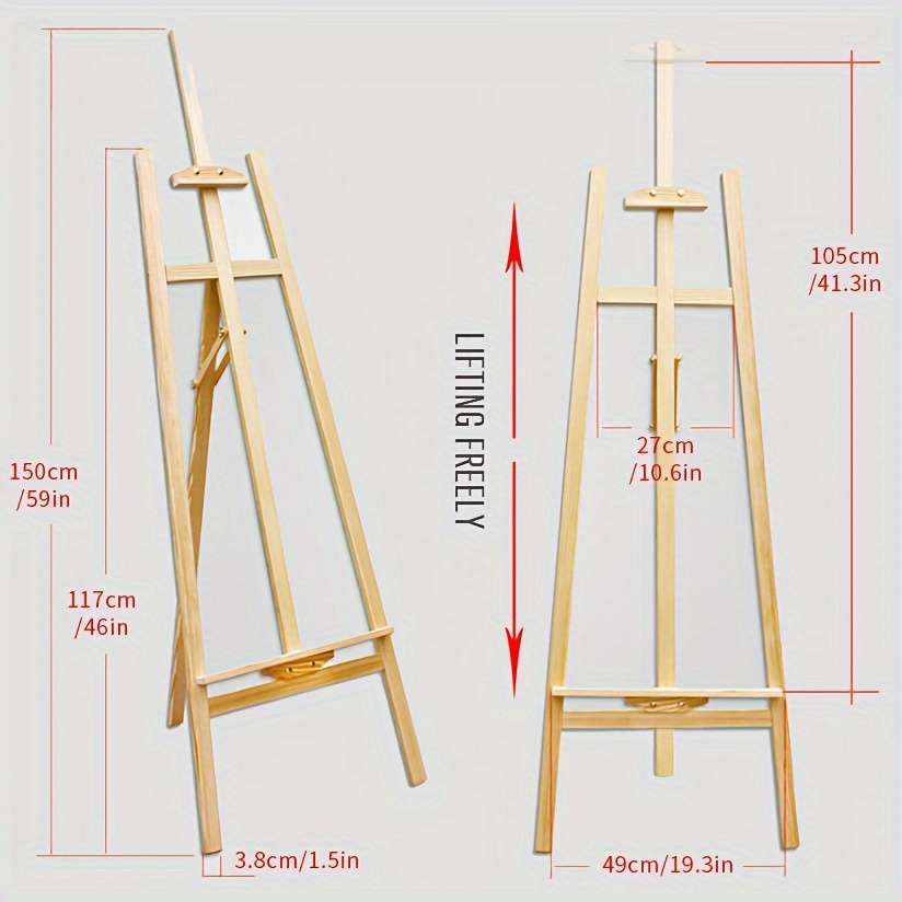 1pc Adjustable Pine Wood Art Painting Easels, Length 150cm 59inch 