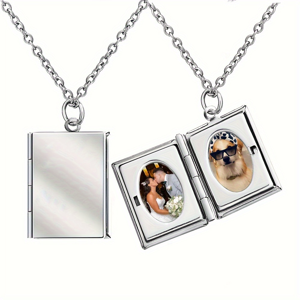 Personalized Double Photo Rectangle Necklace