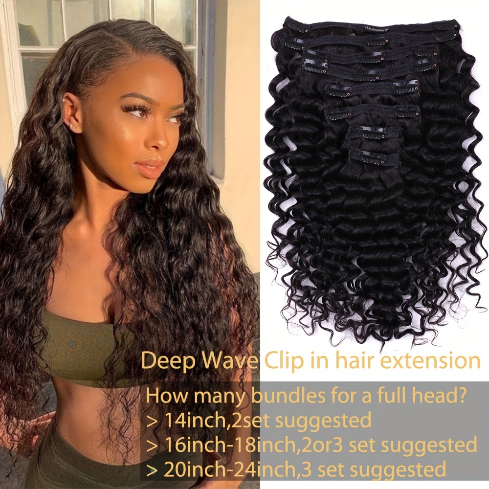 deep wave clip in hair extensions real human hair deep curly  display picture 1