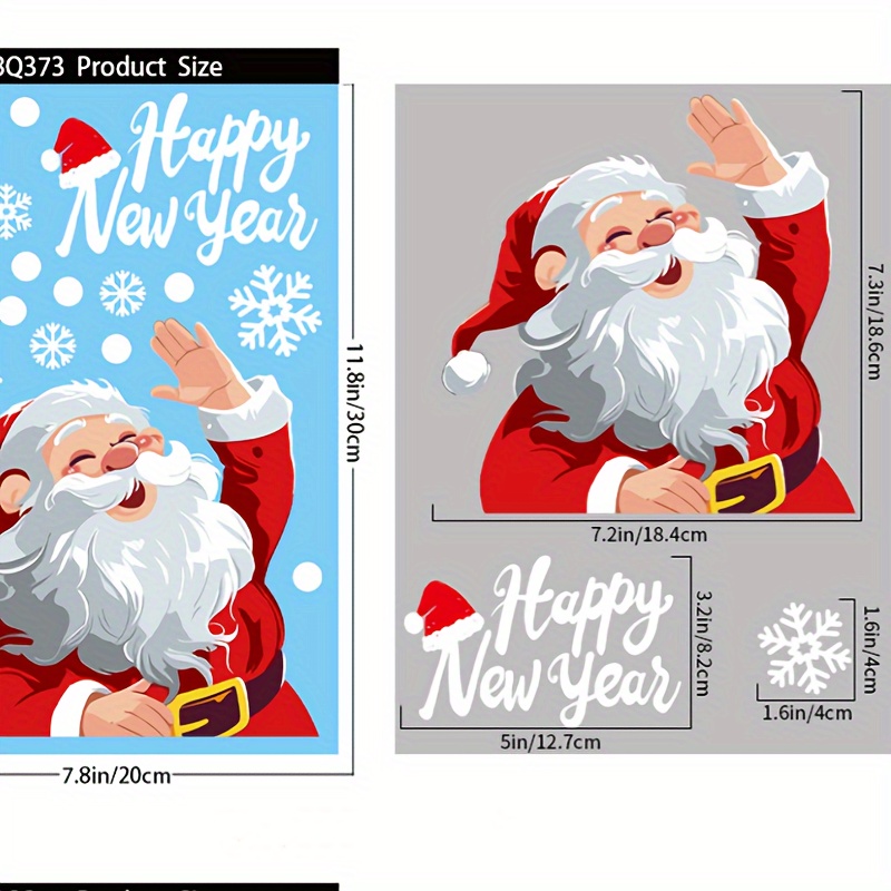 christmas decorations santa claus snowman party decorations elk snowflake glass stickers details 3