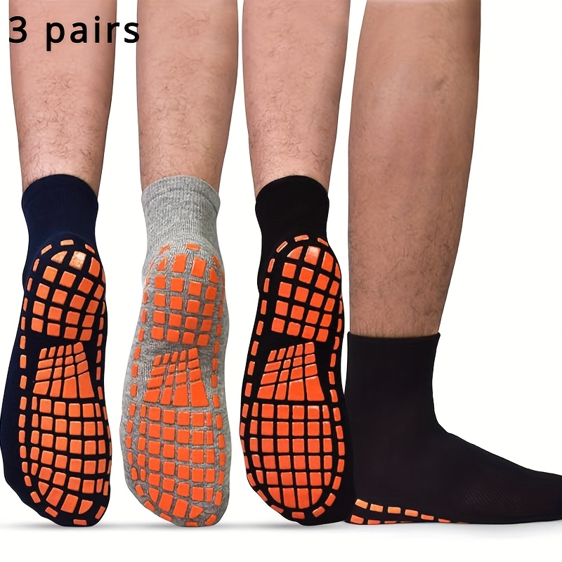 Image of 3 Pairs Of Men's Non-slip Socks - Yoga, Pilates, And Floor Exercise Socks, Ensuring Foot And Ideal For Leisure And Fitness