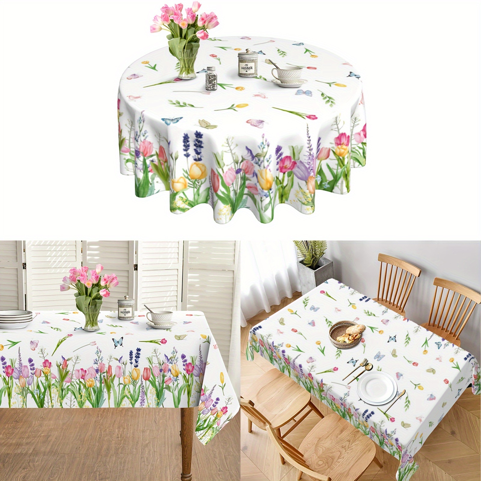 

Nappe En Polyester Pour Une Décoration de Table Printanière Avec Des Tulipes Et Des Papillons, Dans Des de Rose, Violet Et Jaune. Cette Nappe Colorée Et Plis Est Parfaite Pour , , Les Repas Et Les -.