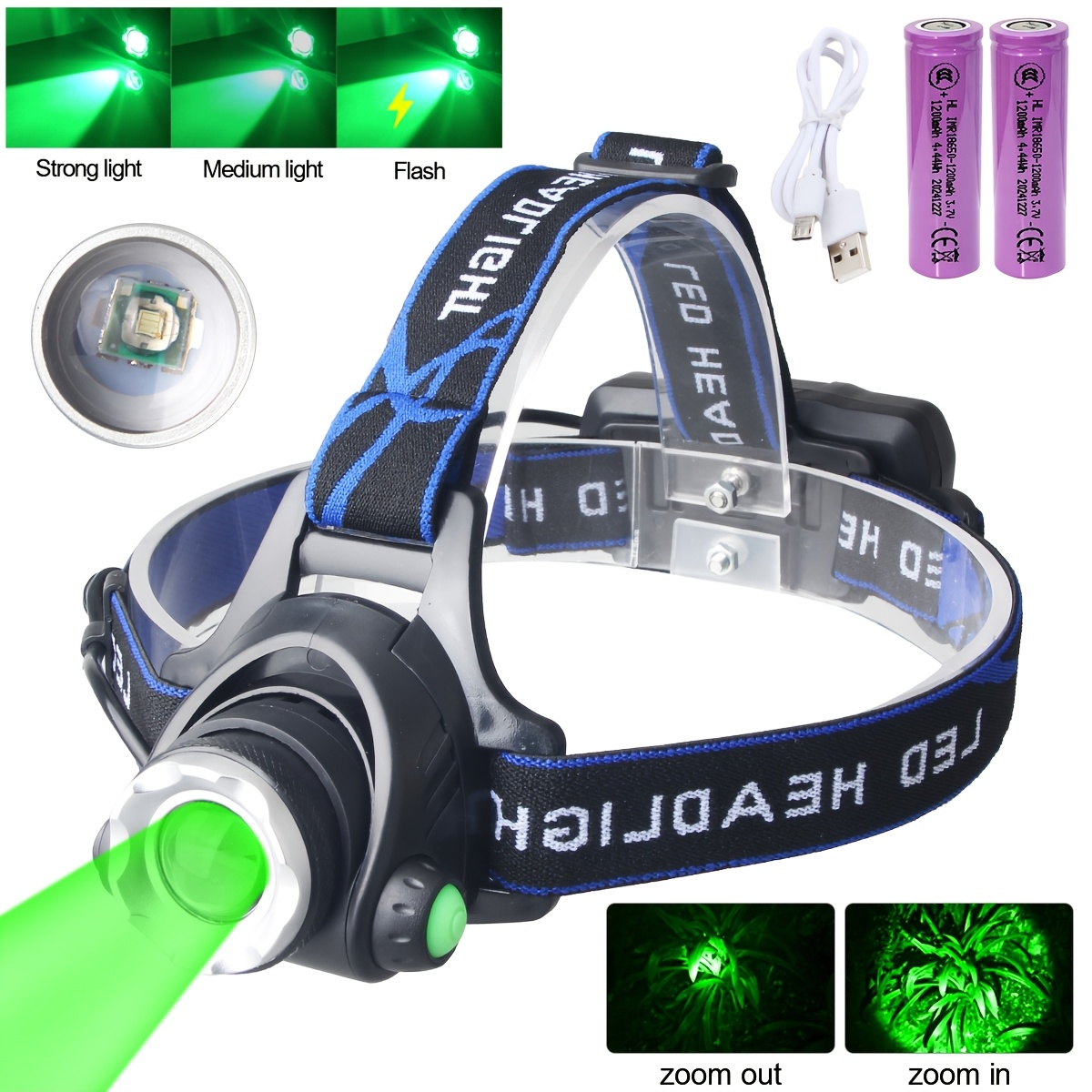 Led Headlamp, Rechargeable Headlight Flashlight, 3 Lighting Mode, 90&deg; Adjustable Focus Head Lights For Forehead, Suitable For Camping, Teaching, , Hunting, Night Riding, Caving, Fishing, Ect
