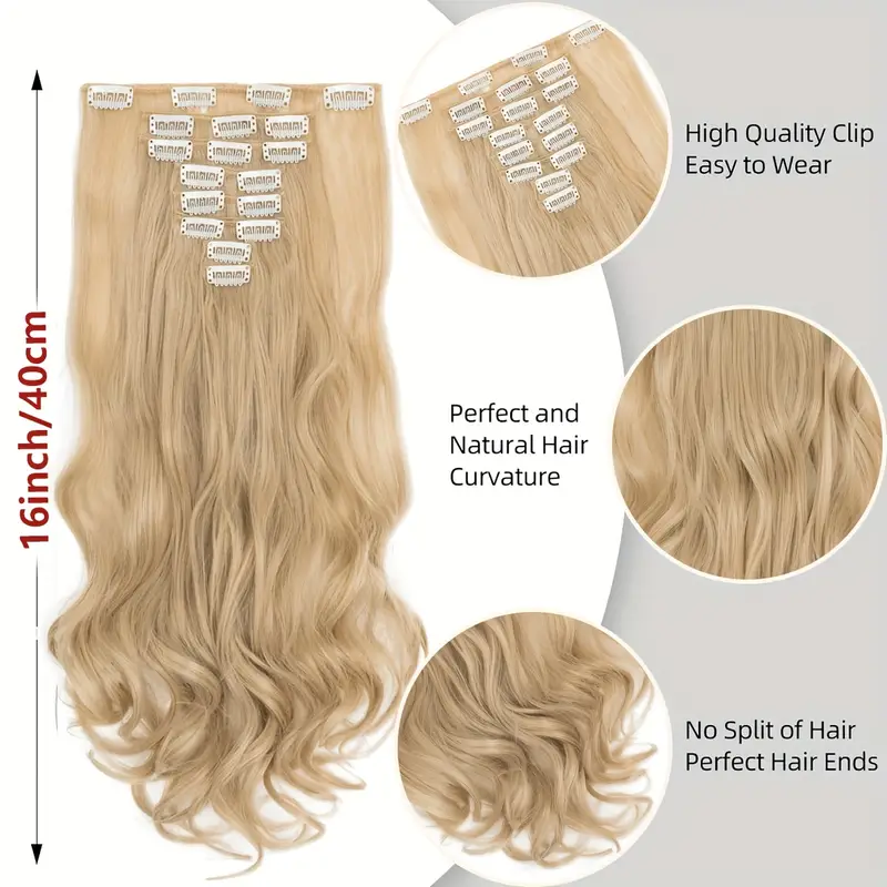 17 inches 8pcs 18 clips hair extensions clip ins curly synthetic clip in hair extensions details 1