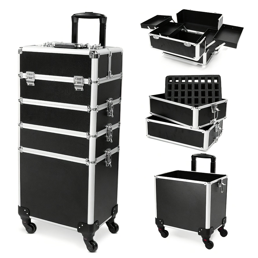 Image of 5-tier Rolling Suitcase, Luggage Case, Layered Cosmetic Case Metal Construction With Internal Compartmentalization Diverse Storage Needs Essential For Business Trips And -large Capacity