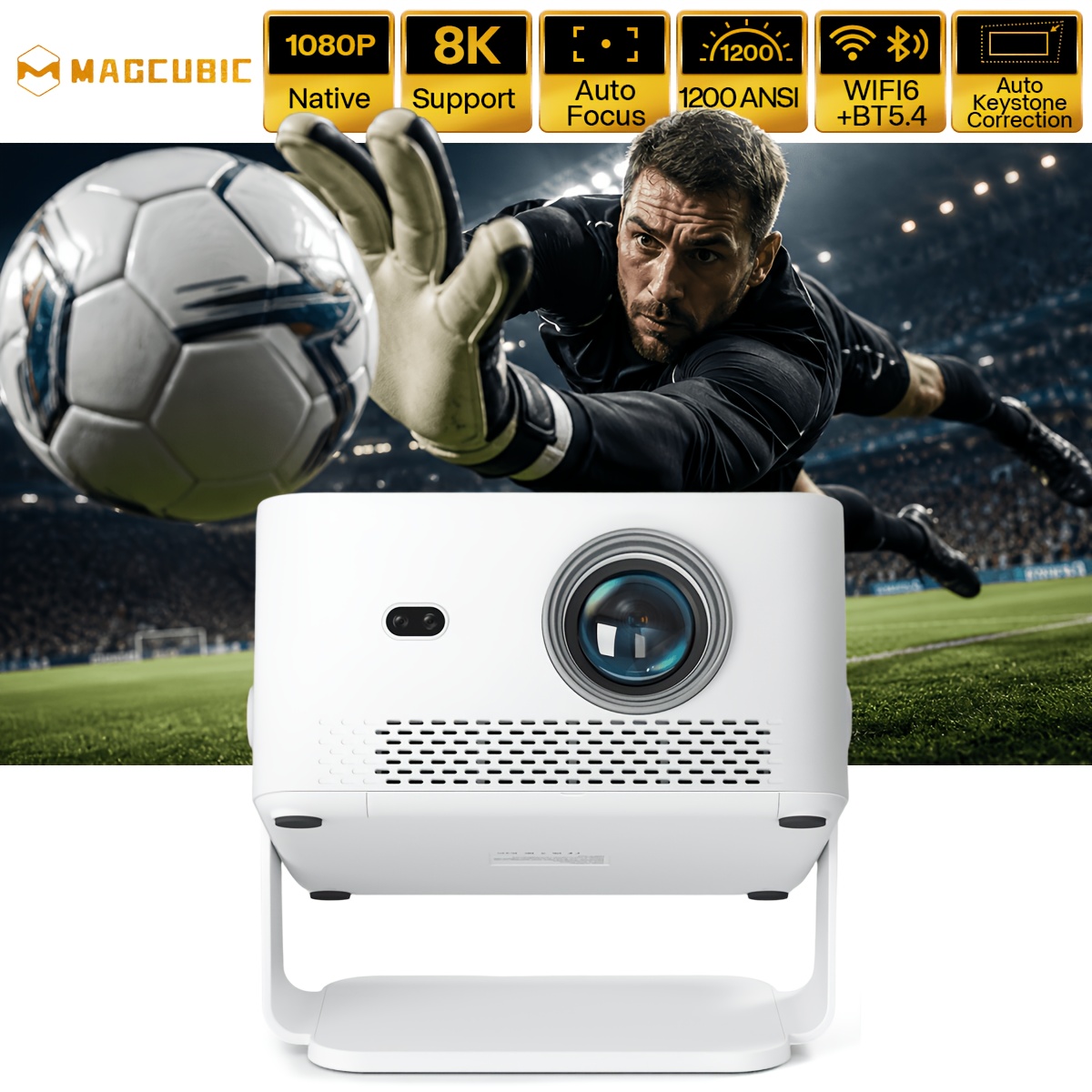 Image of Magcubic Hy450max Native 1080p Support 8k Resolution Projector | Wifi6 Wireless 5.4, Voice Remote Control, 1200ansi For Presentations, Multimedia Display, Vibrant Image Projection