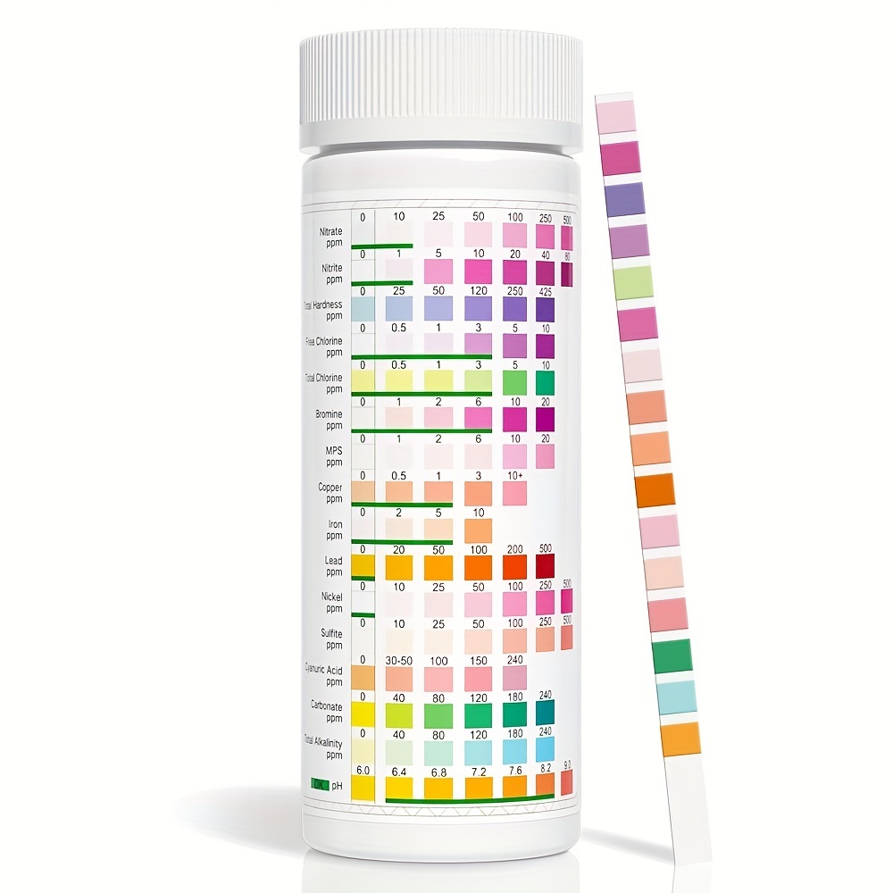 

Water Testing Kits For Drinking Water: 125 Strips 16 In 1 Well And Drinking Water Test Kit, Water Test Strips With Hardness, Ph, Lead, Iron, Copper, Chlorine, And More