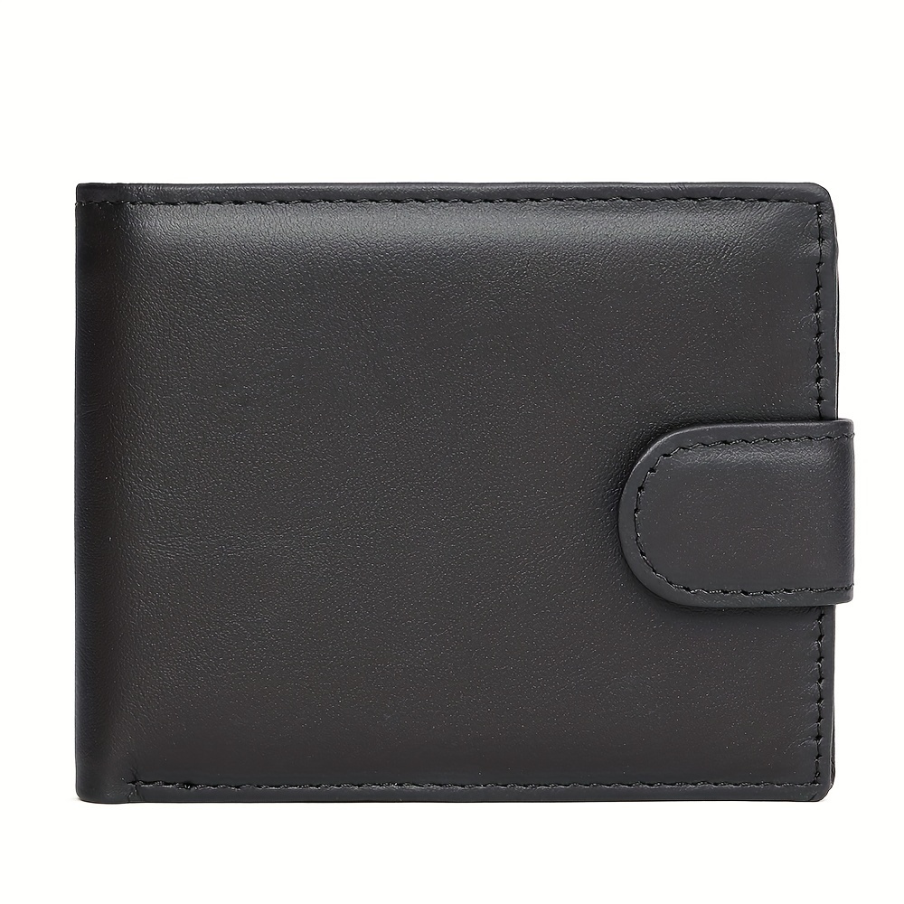 Men's Genuine Leather Wallet, Minimalist Multi Grid Wallet Card, Top Layer Cowhide Short Wallet