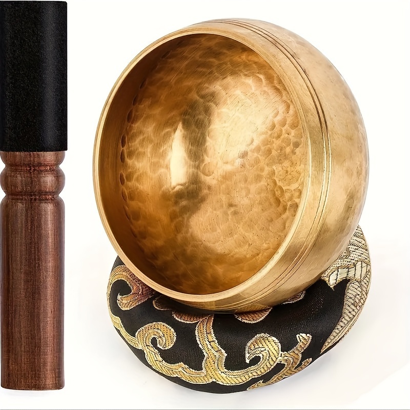 

Handcrafted Tibetan Singing Bowl Set For Yoga, Meditation & - Includes Wooden And Cushion