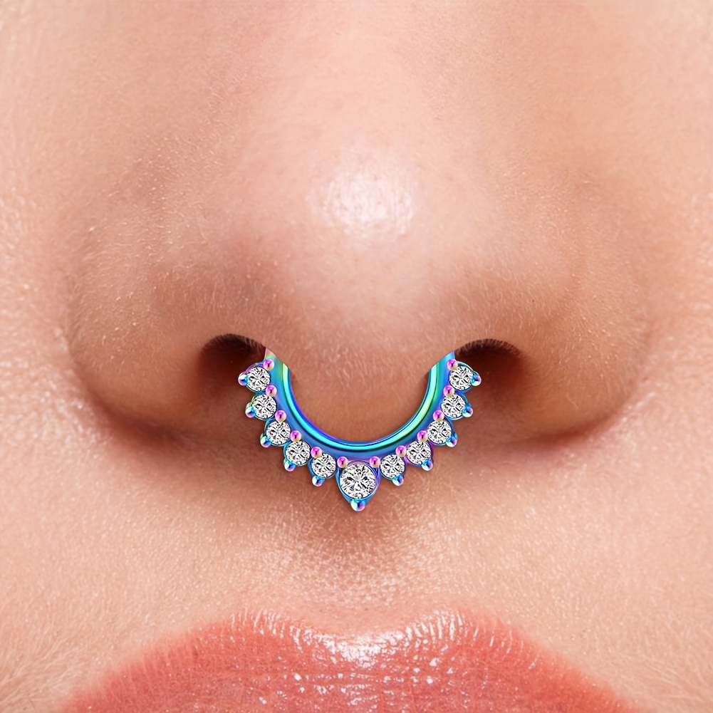 Set of 20 simple fake nose rings, classic stainless steel fake nose rings, nose septum rings, lip rings, ear rings, no piercing required, suitable for both men and women