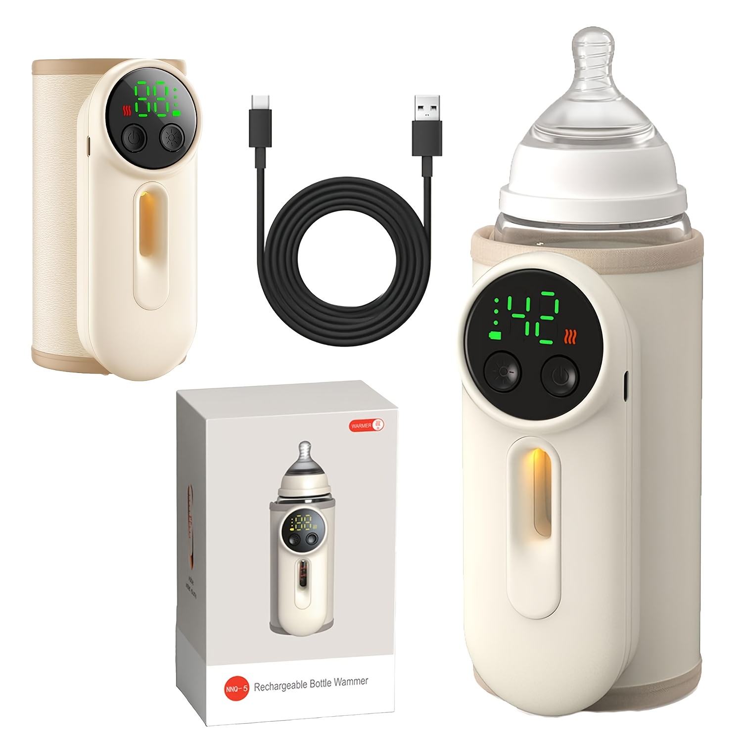 TEMU Chauffe-biberon portable avec batterie 8000 mAh, système de chauffage rapide et écran numérique, maintien de la température pour maternel et en