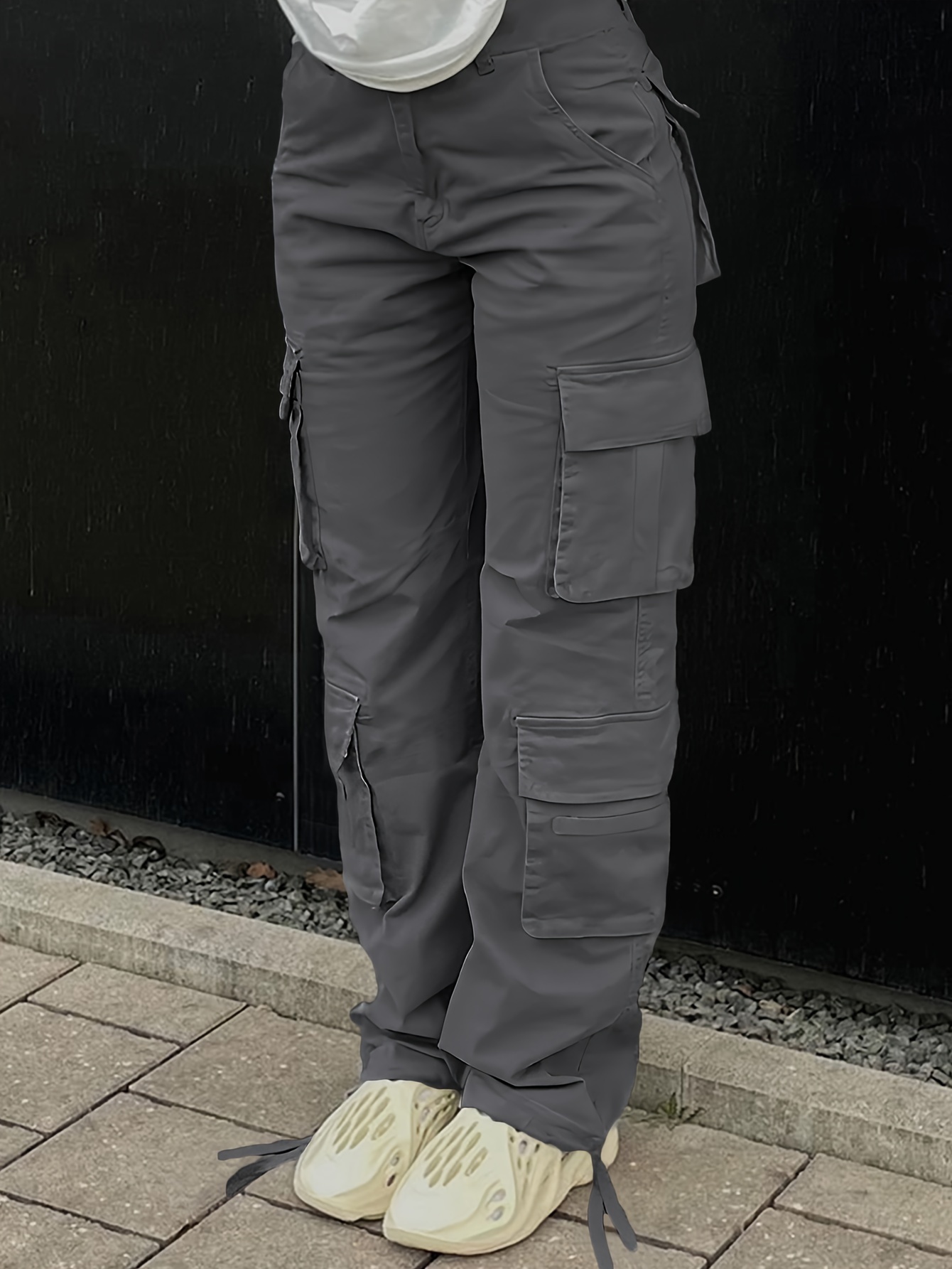 Caqui Pantalones Con Bolsillos Caqui Pantalon Con Bolsas A Los