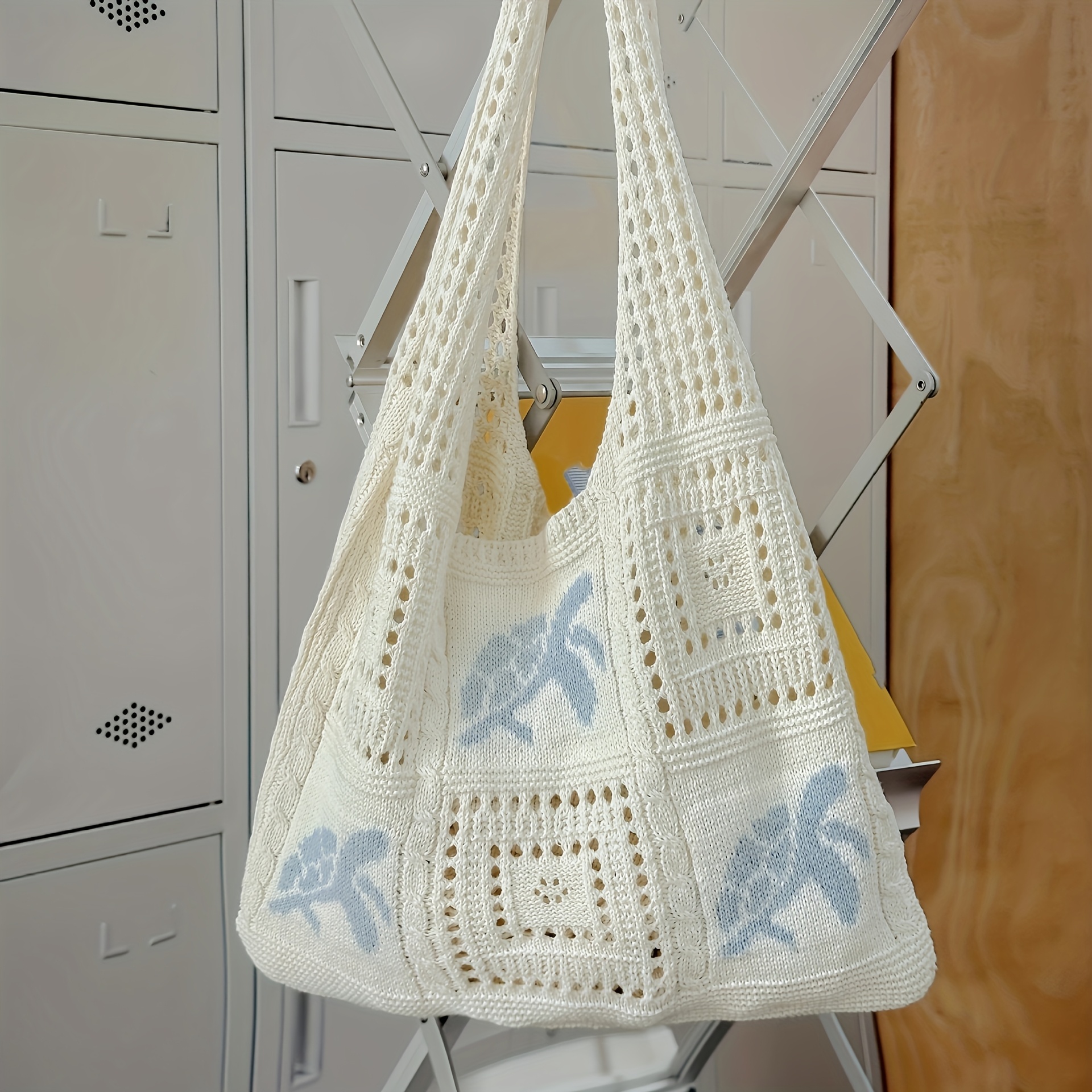 womens crochet knit turtle crossbody bag light blue animal - Temu