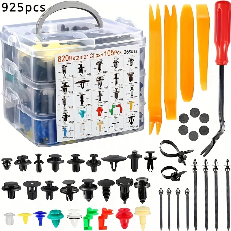 E-shop 820/925 Stück Schließe 26 Arten Universal Expansions Schrauben, Piercing Schrauben, , Schmutzfänger, Türen, Kunststoff Clips
