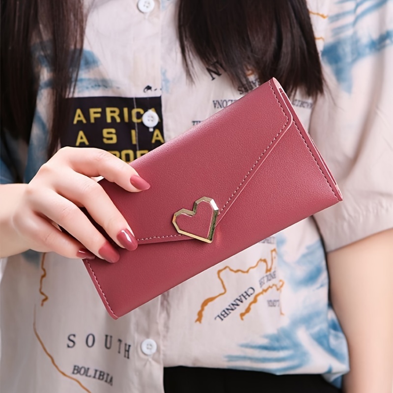 

1pc Elegant Women's Long Wallet -shaped Clasp, Leather, Magnetic Closure, Multiple Card Slots, Leather ,