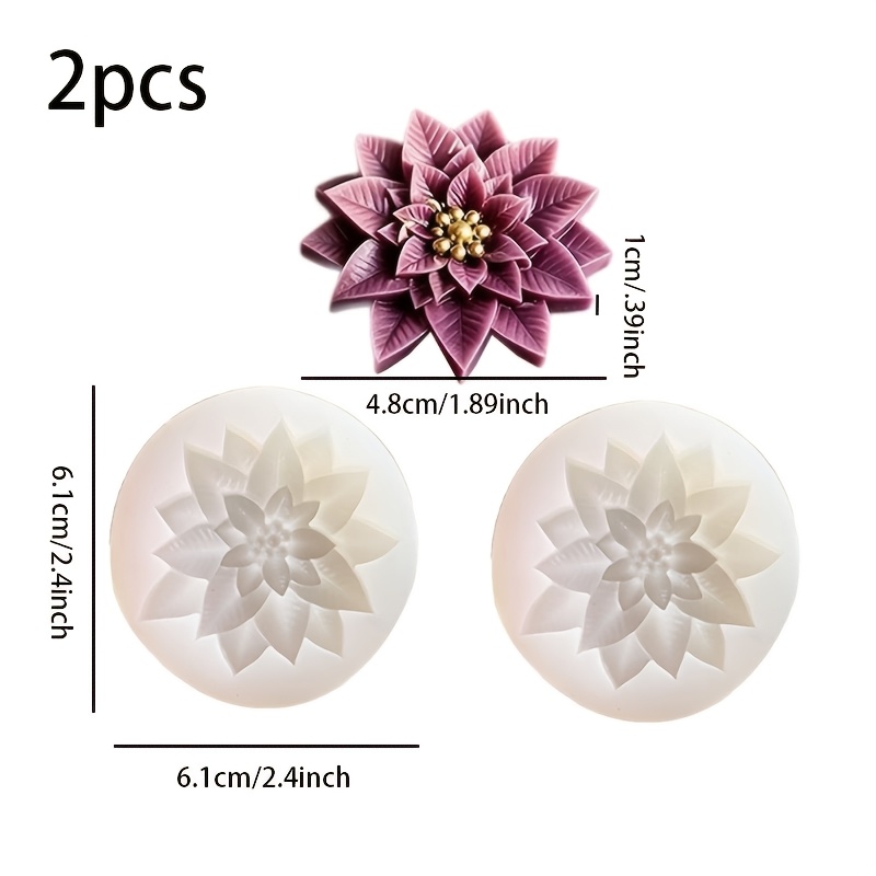 TEMU 2pcs Moules en silicone de feuilles de houx et de Noël, moules de décoration de de plâtre en résine